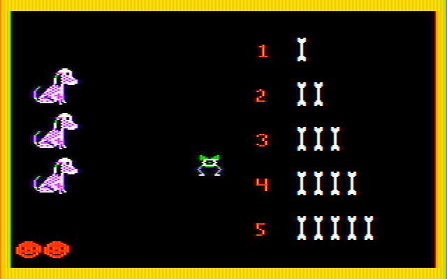 Learning with Leeper IBM PC/Compatibles Screenshot: Select the correct number of bones.