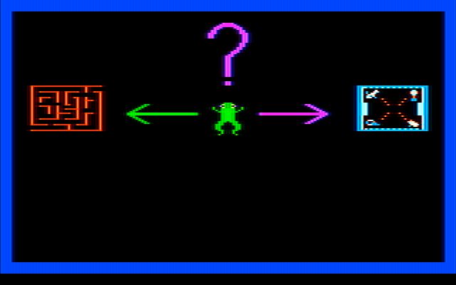 Learning with Leeper IBM PC/Compatibles Screenshot: Maze completed, play again or go back to the menu?