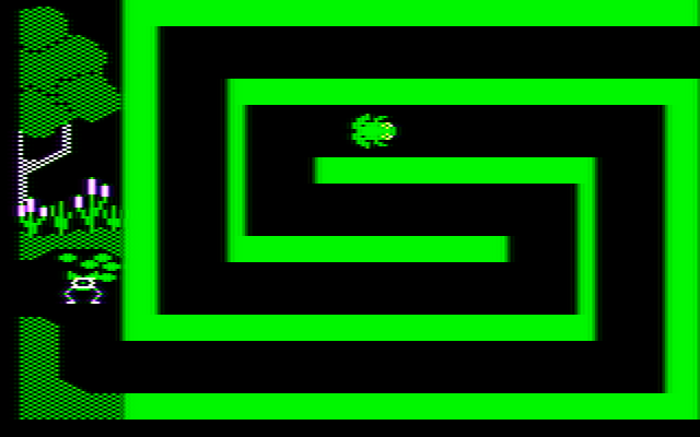 Learning with Leeper IBM PC/Compatibles Screenshot: Guide the frog through the maze now.