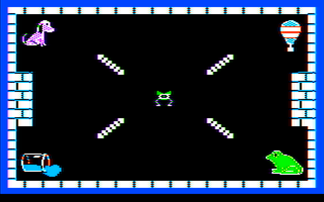 Learning with Leeper IBM PC/Compatibles Screenshot: The main menu; move to a corner to start an activity.