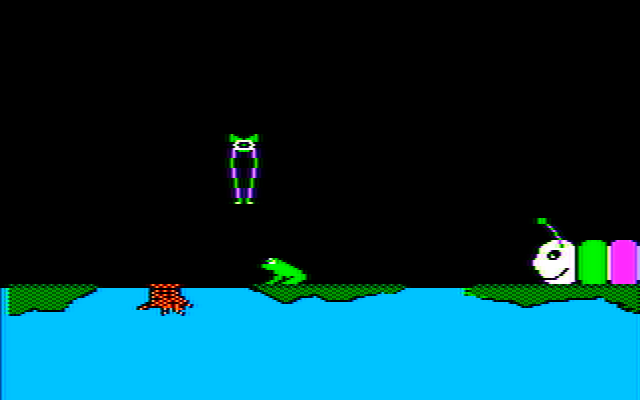 Learning with Leeper IBM PC/Compatibles Screenshot: A giant worm appears, run away!