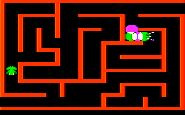 Learning with Leeper IBM PC/Compatibles Screenshot: The worm chases you through this more complex maze.