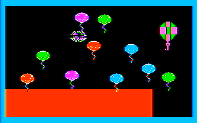 Learning with Leeper IBM PC/Compatibles Screenshot: Party balloons appear and pop as a celebration for the right answer.