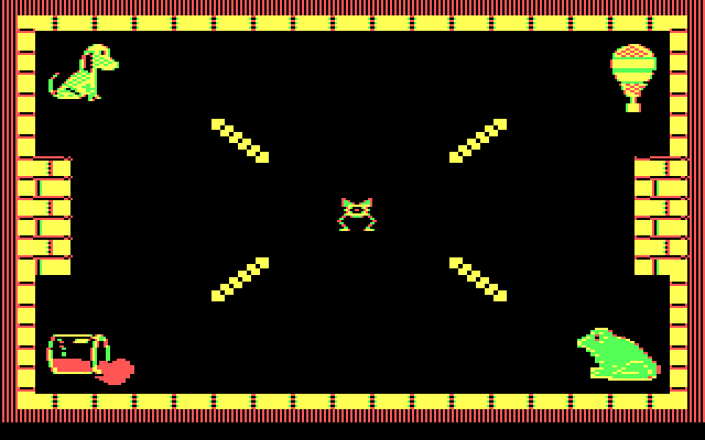 Learning with Leeper IBM PC/Compatibles Screenshot: The main menu; move to a corner to start an activity.
