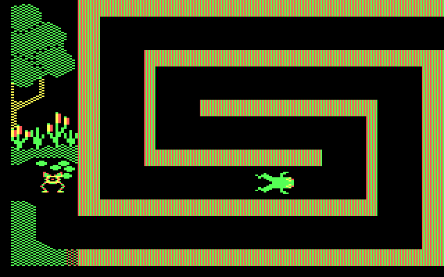 Learning with Leeper IBM PC/Compatibles Screenshot: Now guide the frog through the maze.