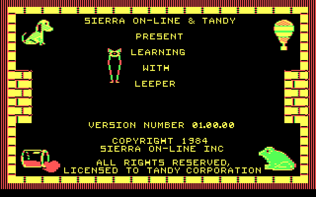 Learning with Leeper IBM PC/Compatibles Screenshot: Title screen.