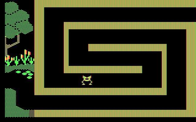 Learning with Leeper IBM PC/Compatibles Screenshot: Leeper demonstrates the path through this simple maze.