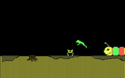 Learning with Leeper for IBM PC/Compatibles - Uh oh, a giant worm chases Leeper and the frog!