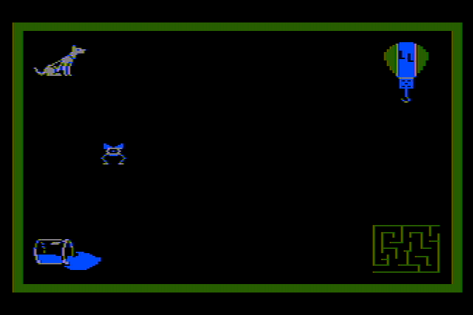 Learning with Leeper Atari 8-bit Screenshot: The main menu; each corner is a different activity...
