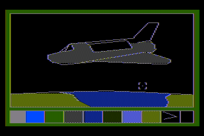 Learning with Leeper Atari 8-bit Screenshot: Another image, a space shuttle this time...
