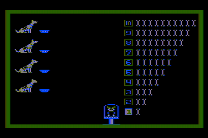 Learning with Leeper Atari 8-bit Screenshot: How many dogs are there now?