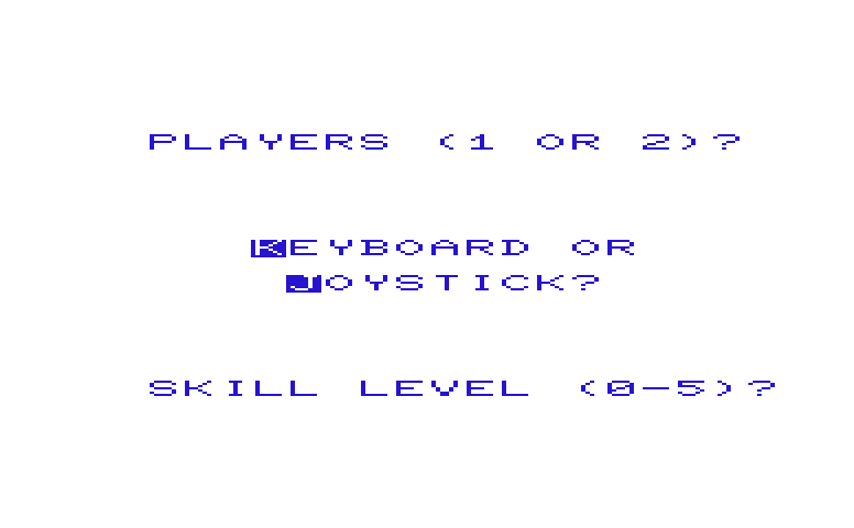 Flip 'N' Match Commodore VIC-20 Screenshot: First, set a few game options...