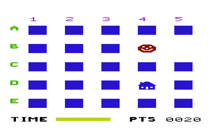 Flip 'N' Match Commodore VIC-20 Screenshot: Searching for a match...