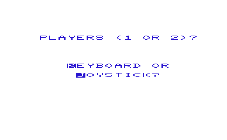 Flip 'N' Match Commodore VIC-20 Screenshot: Junior version; first select some game options.