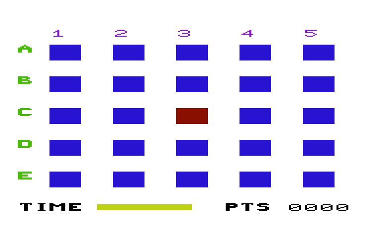 Flip 'N' Match Commodore VIC-20 Screenshot: Junior version game start.
