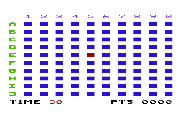 Flip 'N' Match Commodore VIC-20 Screenshot: Game start.