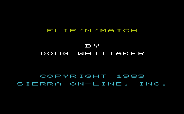Flip 'N' Match Commodore VIC-20 Screenshot: Title screen.