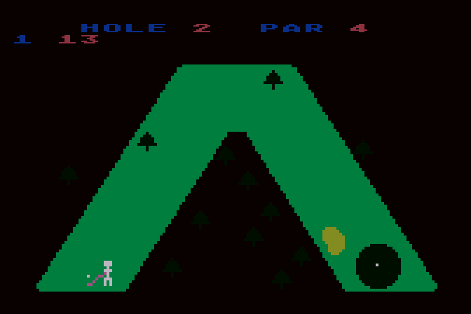 Golf Challenge Atari 8-bit Screenshot: Starting hole 2.