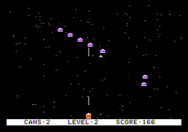 Pest Patrol Apple II Screenshot: Each level features a different formation of pests.