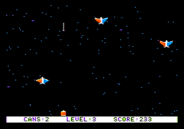 Pest Patrol Apple II Screenshot: Only a few pests, but it will take a few shots to destroy each of them.