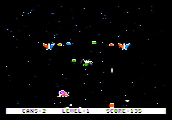 Pest Patrol Apple II Screenshot: Lookout, incoming pests!