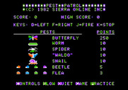 Pest Patrol for Apple II - Main menu.