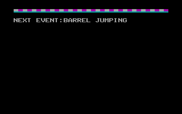 World Games IBM PC/Compatibles Screenshot: Next up, barrel jumping...
