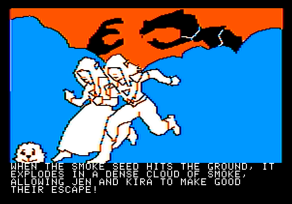 Hi-Res Adventure #6: The Dark Crystal Apple II Screenshot: Making a run for it...