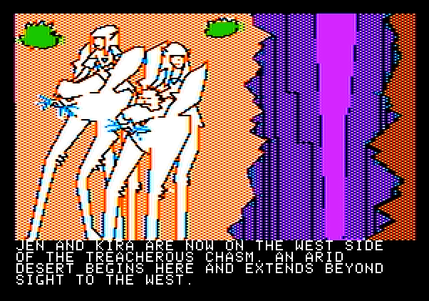 Hi-Res Adventure #6: The Dark Crystal Apple II Screenshot: Across, now time to continue on...