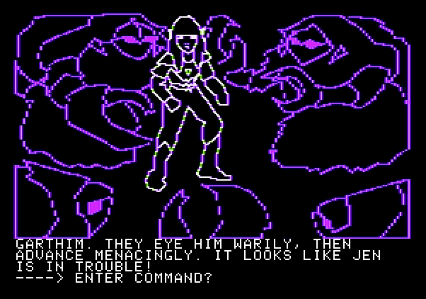 Hi-Res Adventure #6: The Dark Crystal Apple II Screenshot: Now would be a good time to run!