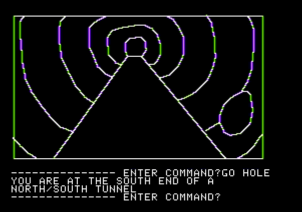 Hi-Res Adventure #1: Mystery House Apple II Screenshot: Let's see where this tunnel leads...