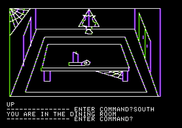 Hi-Res Adventure #1: Mystery House Apple II Screenshot: Hmm, a candle...could be useful.