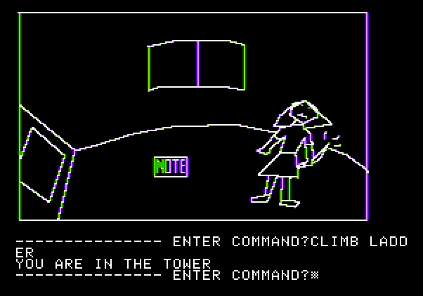 Hi-Res Adventure #1: Mystery House Apple II Screenshot: Uh oh, who is this!