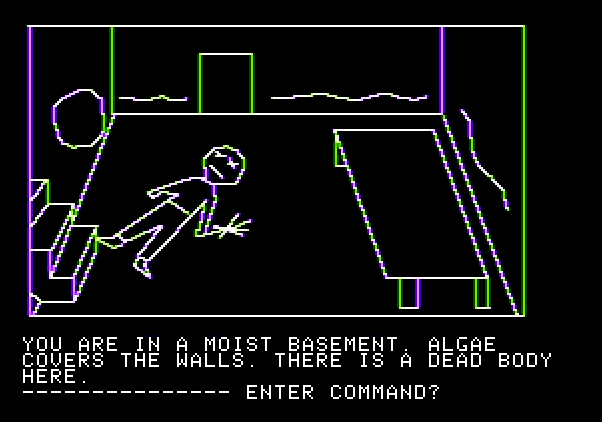 Hi-Res Adventure #1: Mystery House Apple II Screenshot: In the basement.