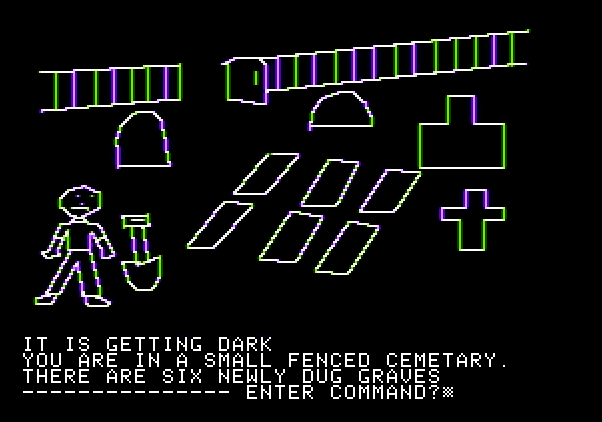 Hi-Res Adventure #1: Mystery House Apple II Screenshot: This looks mighty suspicious!