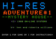 Hi-Res Adventure #1: Mystery House for Apple II - Title screen.