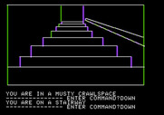 Hi-Res Adventure #1: Mystery House for Apple II - From a musty crawlspace to a staircase...
