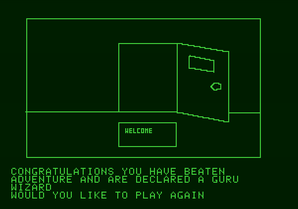 Hi-Res Adventure #1: Mystery House Apple II Screenshot: Congratulations, you won!