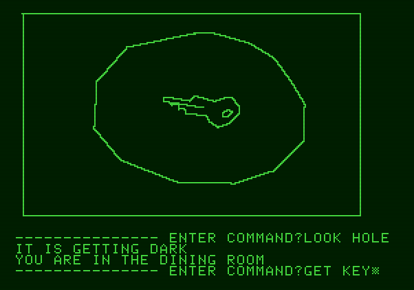 Hi-Res Adventure #1: Mystery House Apple II Screenshot: A key! This will certainly have a use somewhere...