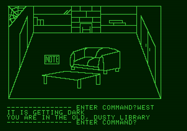 Hi-Res Adventure #1: Mystery House Apple II Screenshot: This is the library.