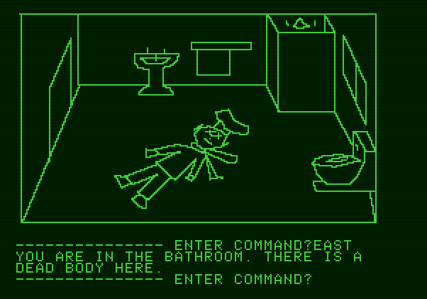 Hi-Res Adventure #1: Mystery House Apple II Screenshot: Here's our next victim...