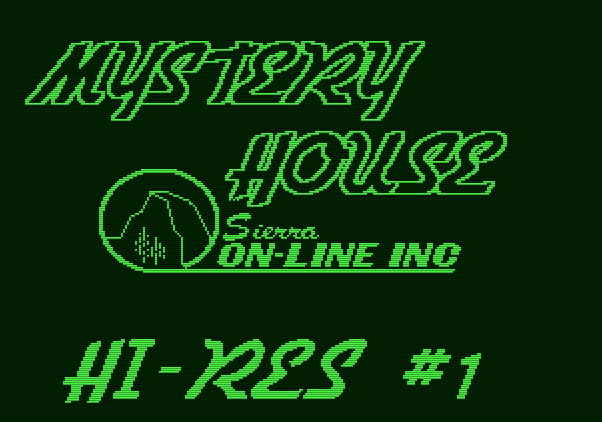 Hi-Res Adventure #1: Mystery House Apple II Screenshot: Title screen (re-release).