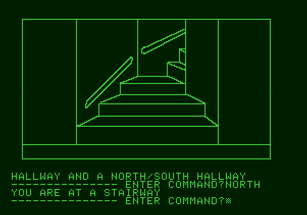 Hi-Res Adventure #1: Mystery House Apple II Screenshot: This staircase heads into the attic...