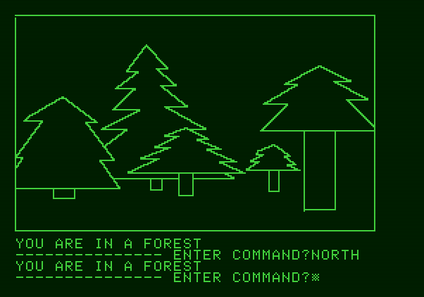 Hi-Res Adventure #1: Mystery House Apple II Screenshot: Lost in the forest...