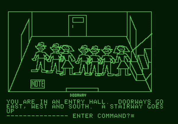 Hi-Res Adventure #1: Mystery House Apple II Screenshot: The entry hall.