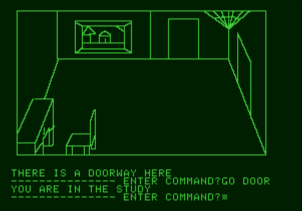 Hi-Res Adventure #1: Mystery House Apple II Screenshot: Not much in the study...or is there?