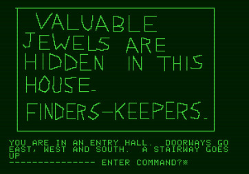 Hi-Res Adventure #1: Mystery House for Apple II - Reading a note...can you find the jewels?
