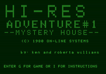 Hi-Res Adventure #1: Mystery House for Apple II - Title screen.