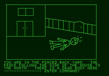 Hi-Res Adventure #1: Mystery House for Apple II - Uh oh, a dead body! That can't be good...