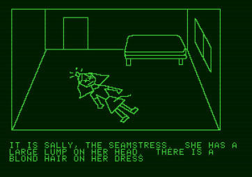 Hi-Res Adventure #1: Mystery House for Apple II - Sally, the seamstress is dead too...